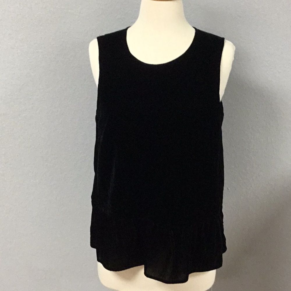 J Crew Black Sleeveless Velour Velvet Sleeveless Top Size 8 Medium